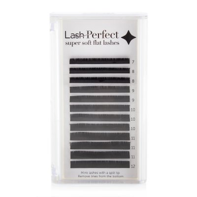 Lash Perfect Flat Lashes - C Curl, Extra Thick, Mixed Length Tray 7-12mm (12 Lines)