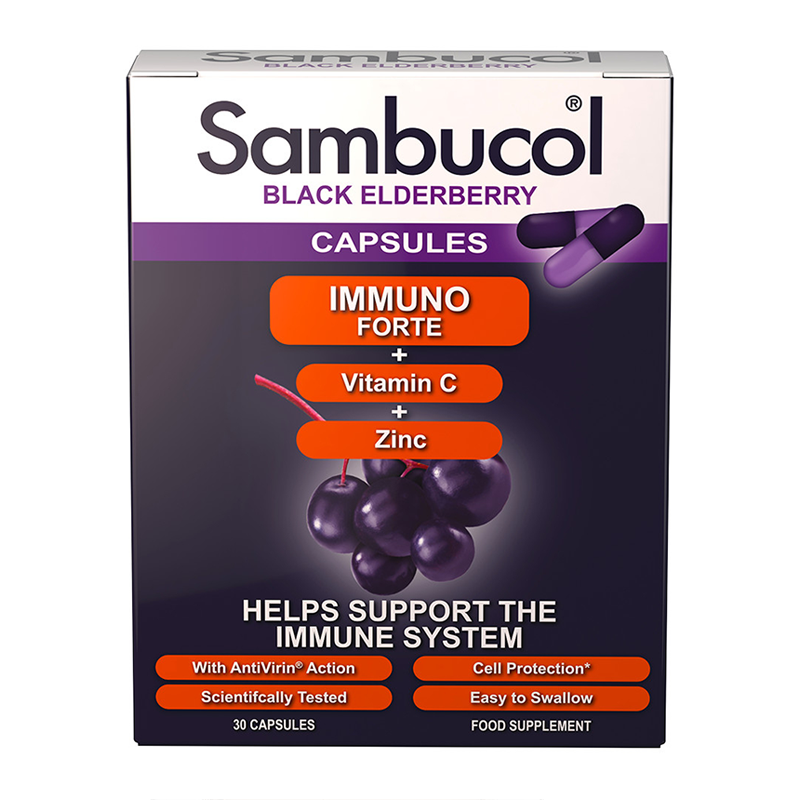 Sambucol Black Elderberry Extract Formula Immuno Forte 30 Capsules