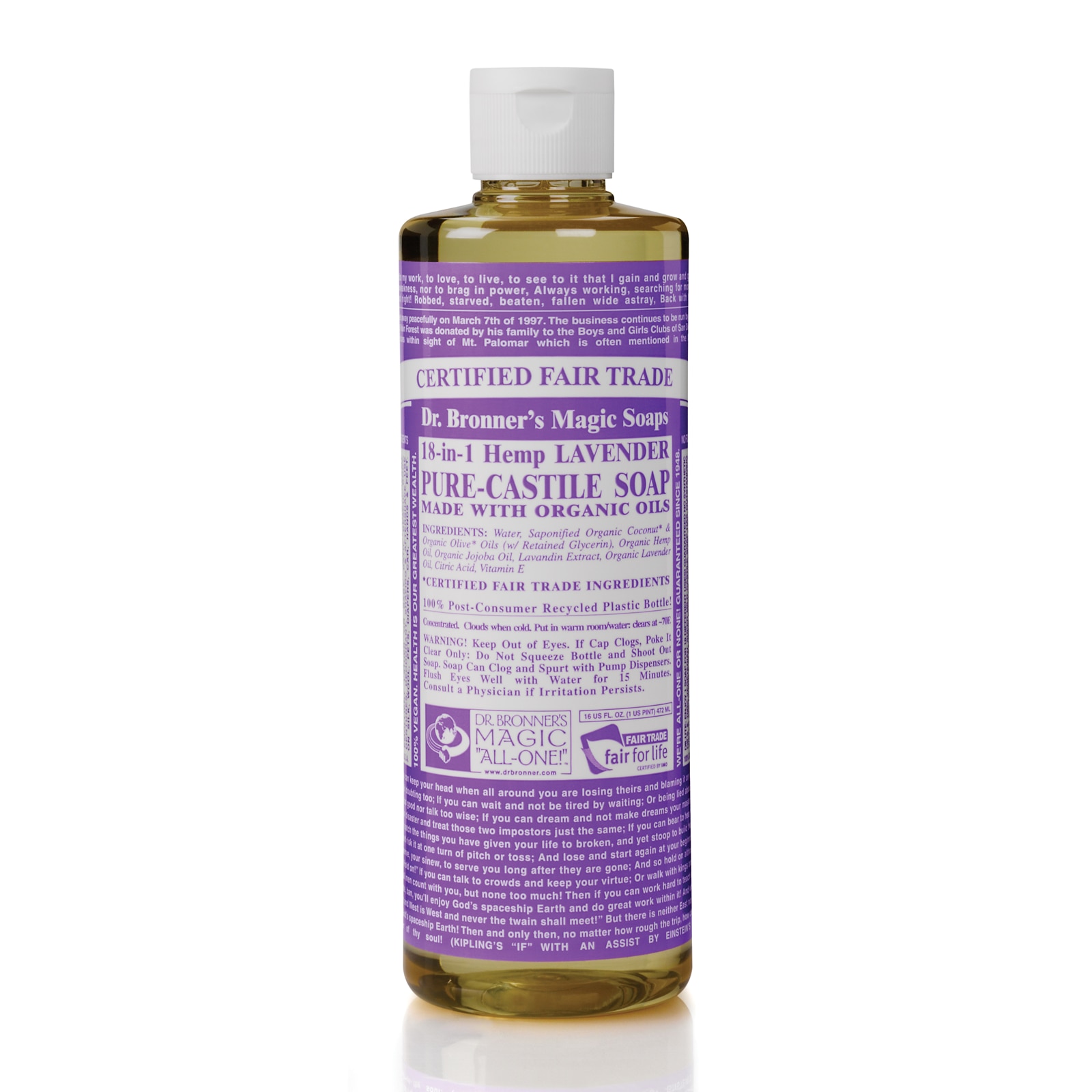 Dr Bronner's Organic Lavender Castile Liquid Soap 472ml Feelunique