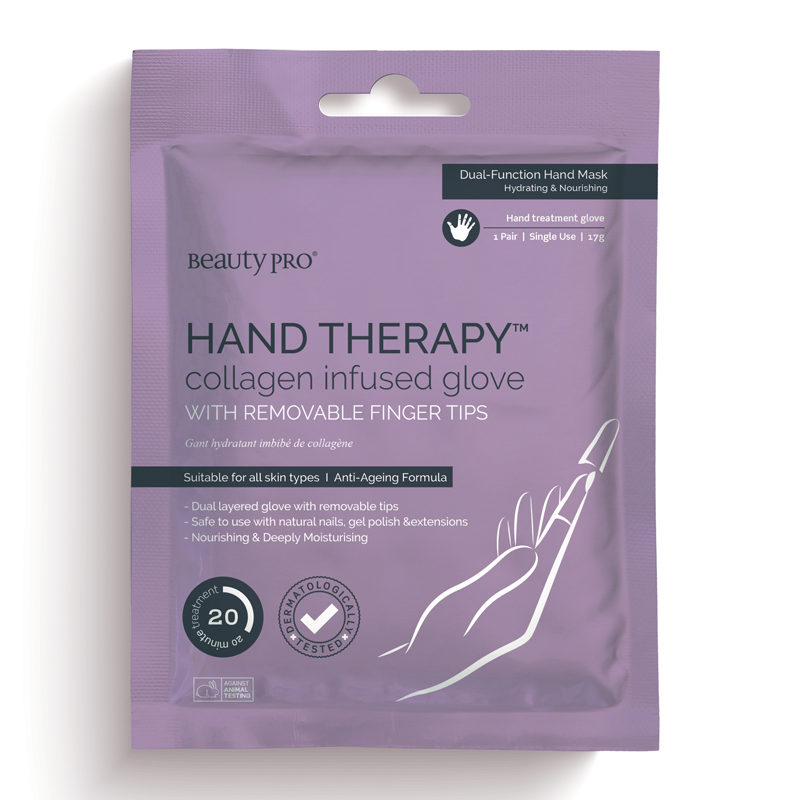BeautyPro HAND THERAPY Collagen Infused Glove with Removable Fingertips