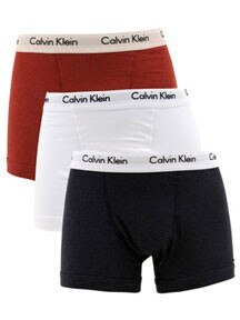 Calvin Klein Cotton Stretch Trunk x 3 Pack - White, Red & Blue