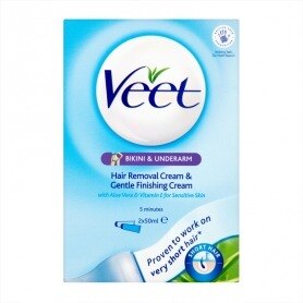 Veet Bikini & Underarm Kit: Hair Removal Cream 50ml & Gentle Finishing Cream 50ml