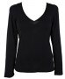 Calvin Klein Women's Essentials with Satin Trim Long Sleeve V-Neck PJ Top - Black