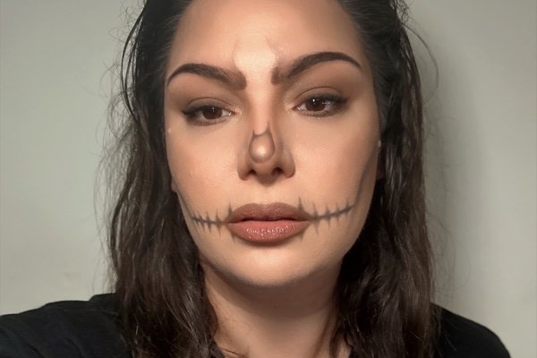 Painted skeleton face: Sun-kissed mocha