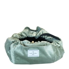 Open Flat Makeup Bag in Sage Green Velvet 1each