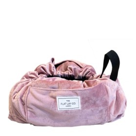 Open Flat Makeup Bag in Pink Velvet 1each