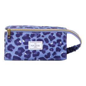 Open Flat Blue Leopard Box Bag