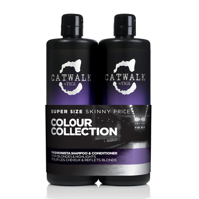 by Tigi Fashionista Purple Shampoo and Conditioner for Blonde Hair 2x750ml - Feelunique