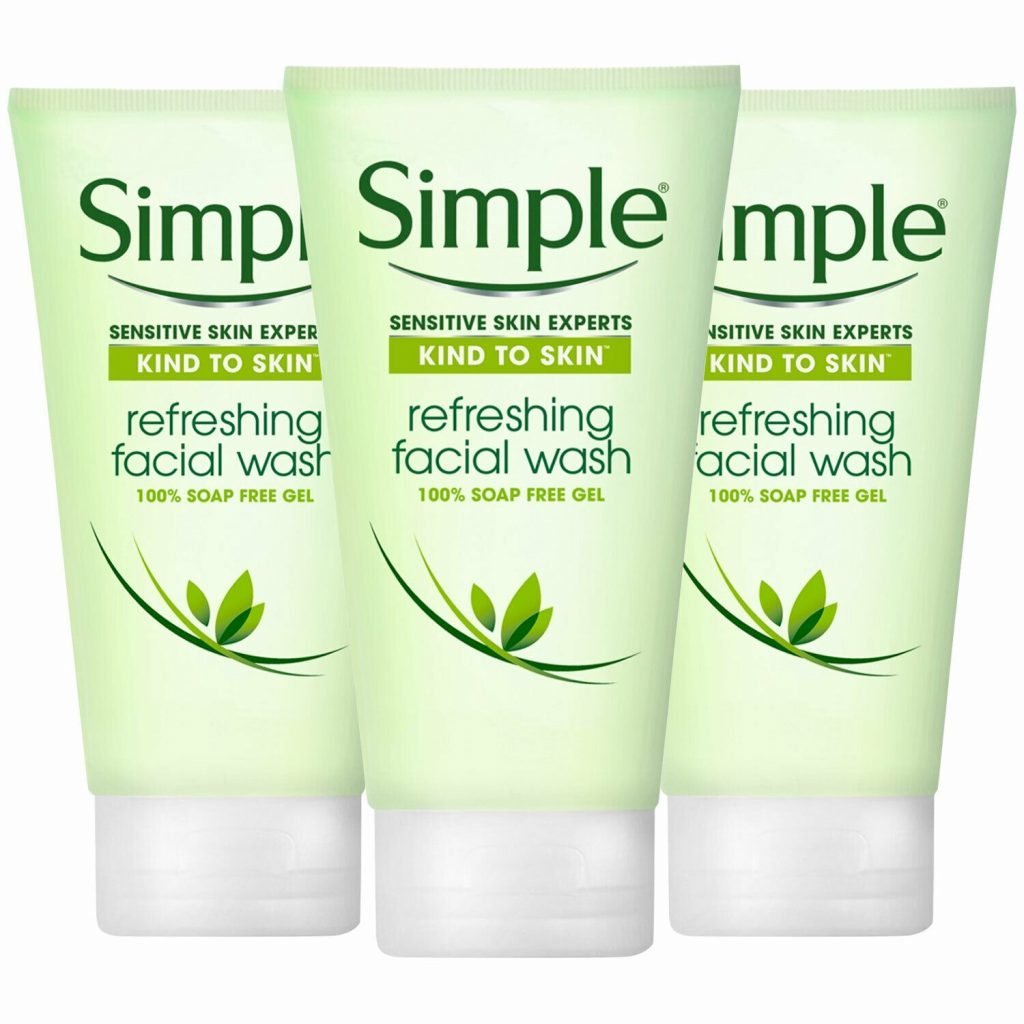 Simple Kind to Skin Refreshing Soap Free Facial Gel Wash 3 x 150ml