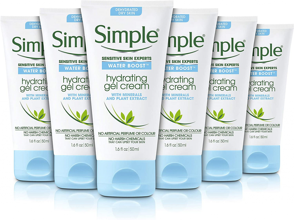 Simple Water Boost Hydrating Gel Cream For Hydrated Skin 6 x 50ml - Feelunique