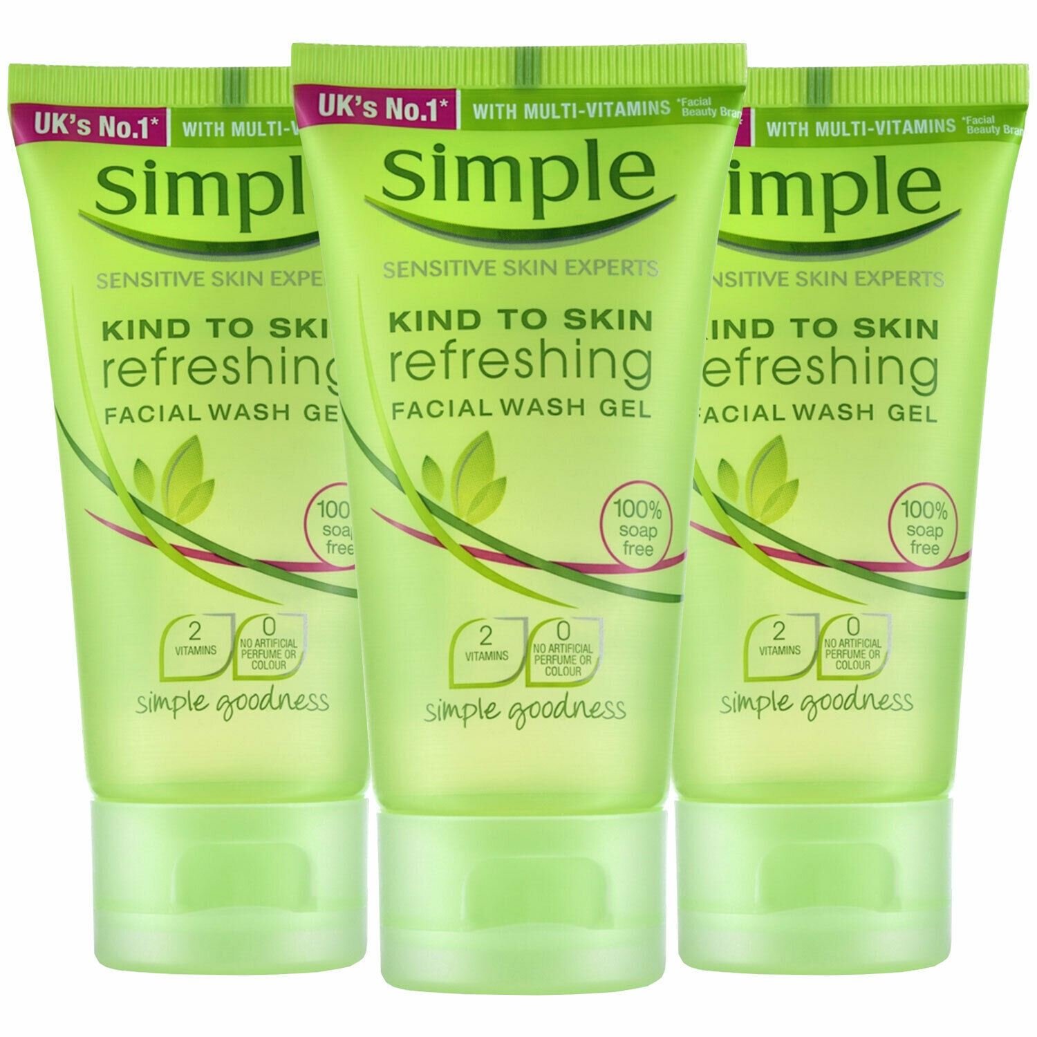 Simple Kind to Skin Refreshing Facial Wash Gel 3 x 50ml