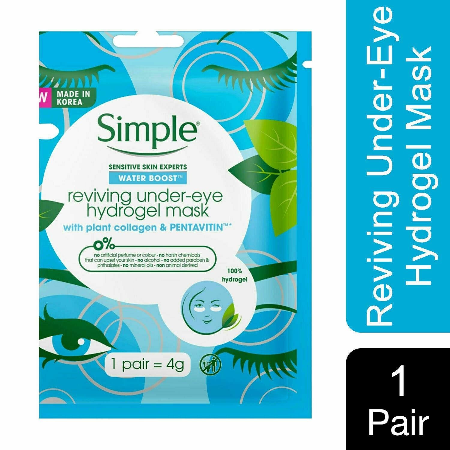 Simple Water Boost Reviving UnderEye Hydrogel Mask 2 x 4g Feelunique