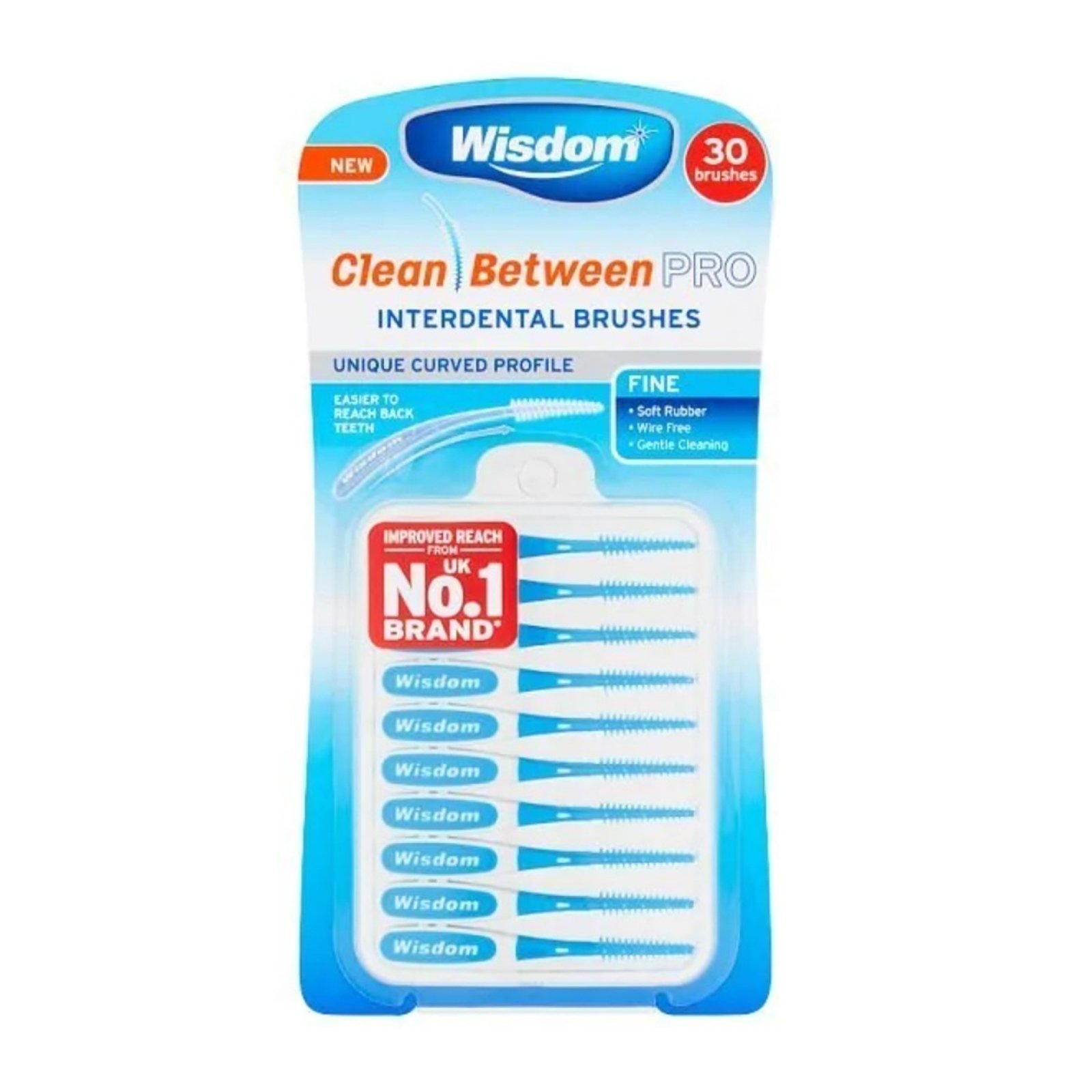 Wisdom Fine Blue Clean Between PRO Interdental Brushes Pack Of 30
