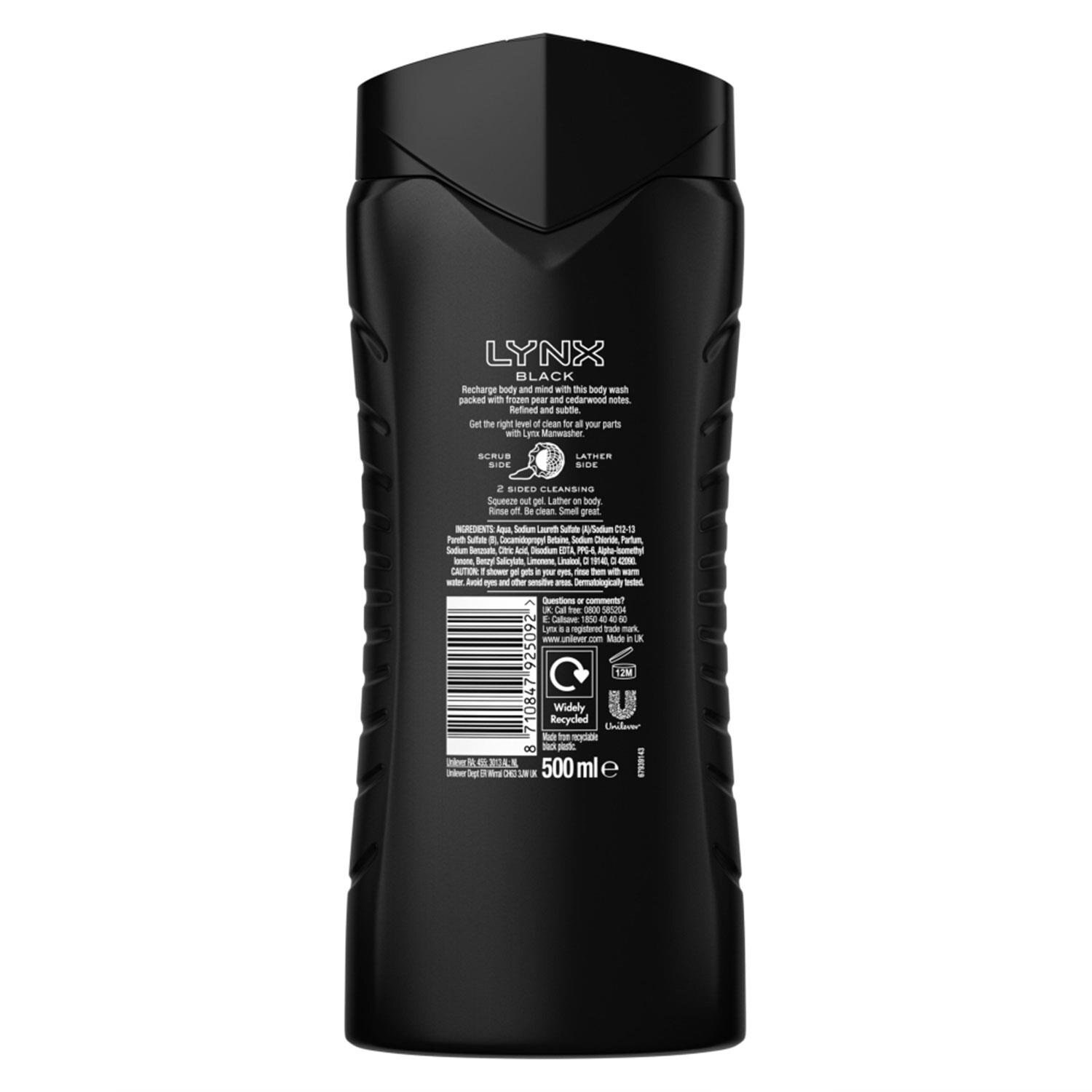 Lynx XXL Fresh Charge Shower Gel Body Wash Black 6 x 500ml Feelunique