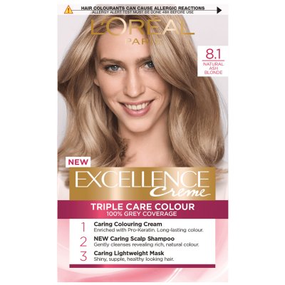 L'Oréal Paris Excellence Creme 8.1 Natural Ash Blonde Hair Dye - 1 Kit |  FEELUNIQUE