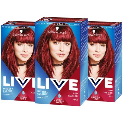 Schwarzkopf Live Intense Colour Permanent Hair Dye Red Passion Number 43  Set x 3 | FEELUNIQUE