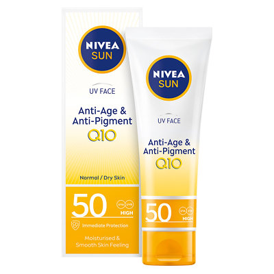 maagd moersleutel bijvoeglijk naamwoord Nivea Sun UV Face Anti-Age & Anti-Pigment Sun Cream SPF50 50ml | FEELUNIQUE