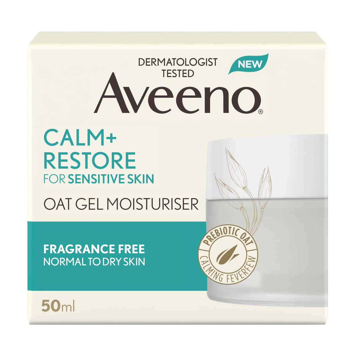 Aveeno Face Calm + Restore Oat Gel Moisturiser 50ml
