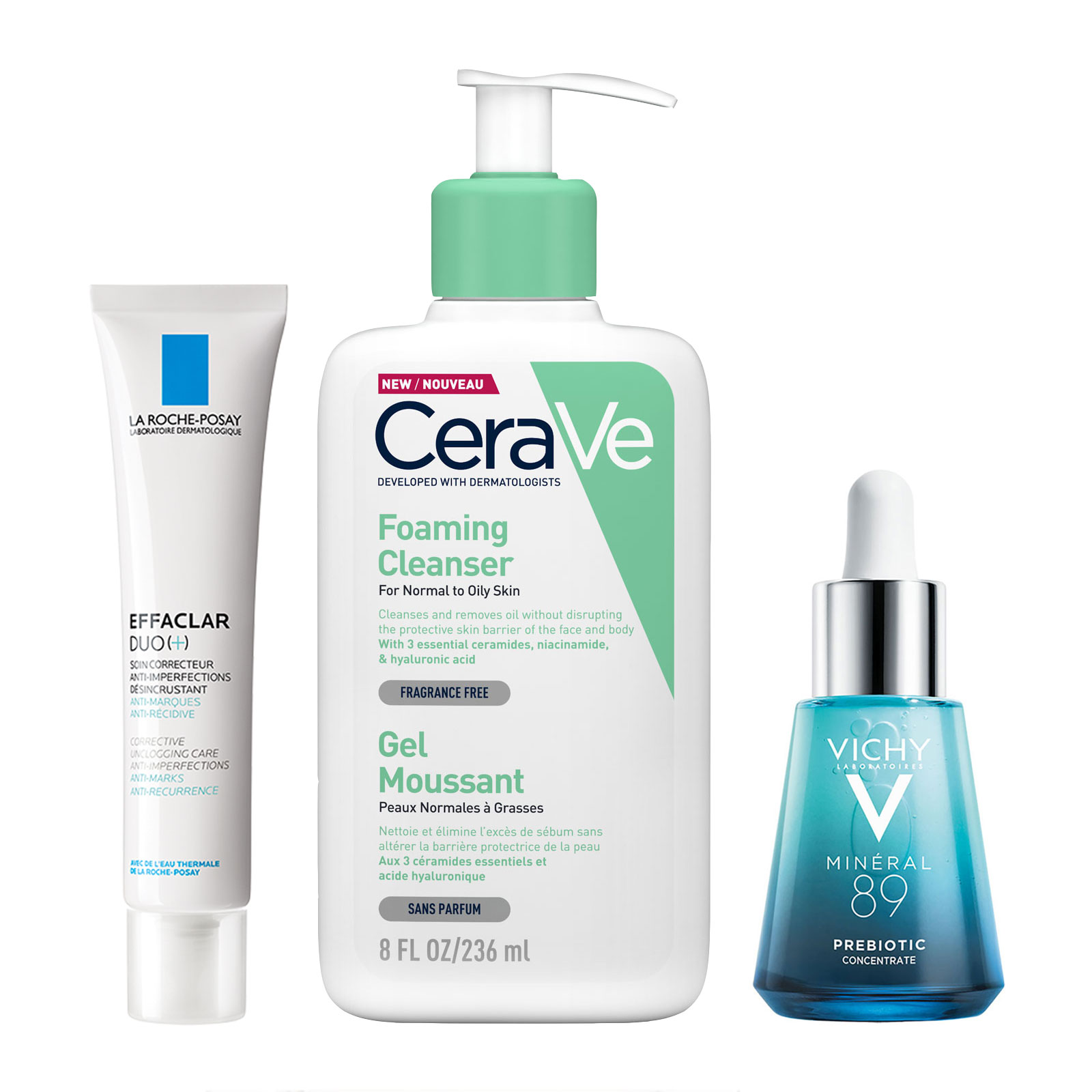 La Roche-Posay x Vichy x CeraVe 3-Step Calming & Clarifying Daily Routine