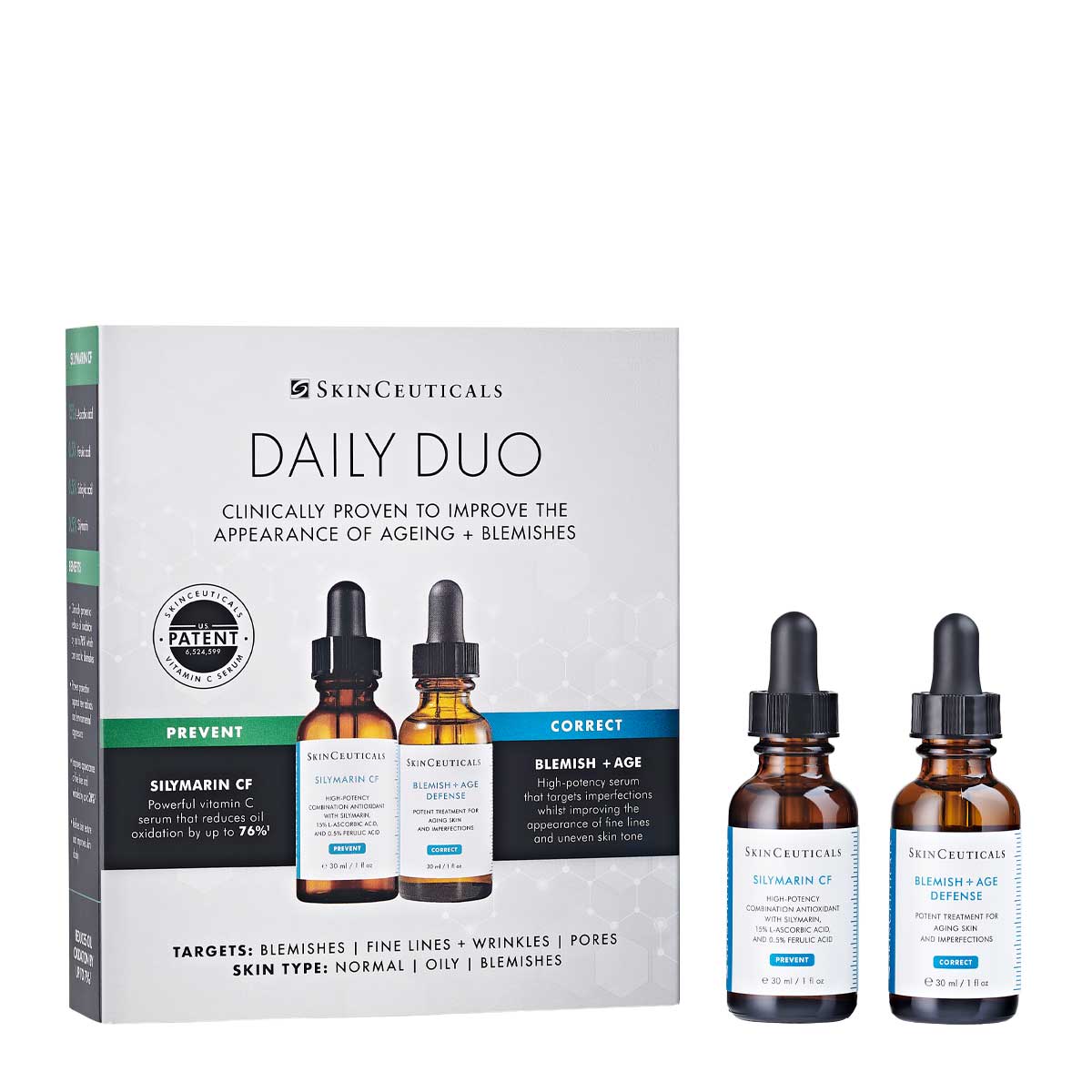 SkinCeuticals Silymarin CF + Age Defense for Oily and Blemish-Prone Skin Daily Duo