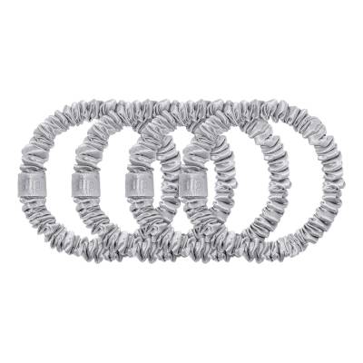SLIP Pure Silk Skinny Scrunchies Silver x 4