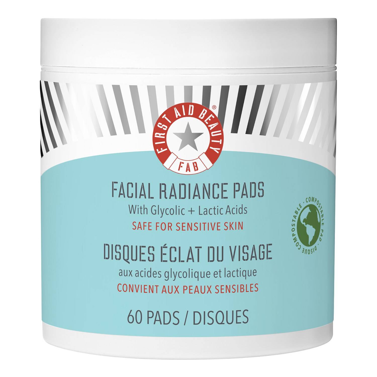 FIRST AID BEAUTY Facial Radiance Pads with Glycolic + Lactic Acids 60 Pads