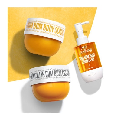 Sol de Janeiro Brazilian Bum Bum Body Scrub 220g, Brazilian Bum Bum Cream 240ml, Bum Bum Body Firmeza Oil 100ml