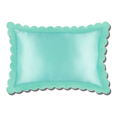 SLIP Pure Silk Queen Pillowcase with Scalloped Edge Turquoise