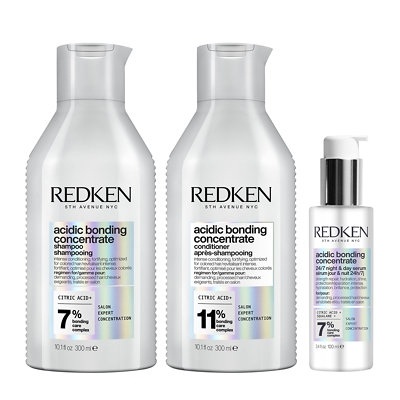 Redken Acidic Bonding Concentrate Shampoo, Conditioner, Serum Trio