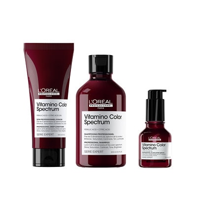 L'Oreal Professionnel Vitamino Color Spectrum Shampoo, Conditioner and Serum Trio For Coloured Hair