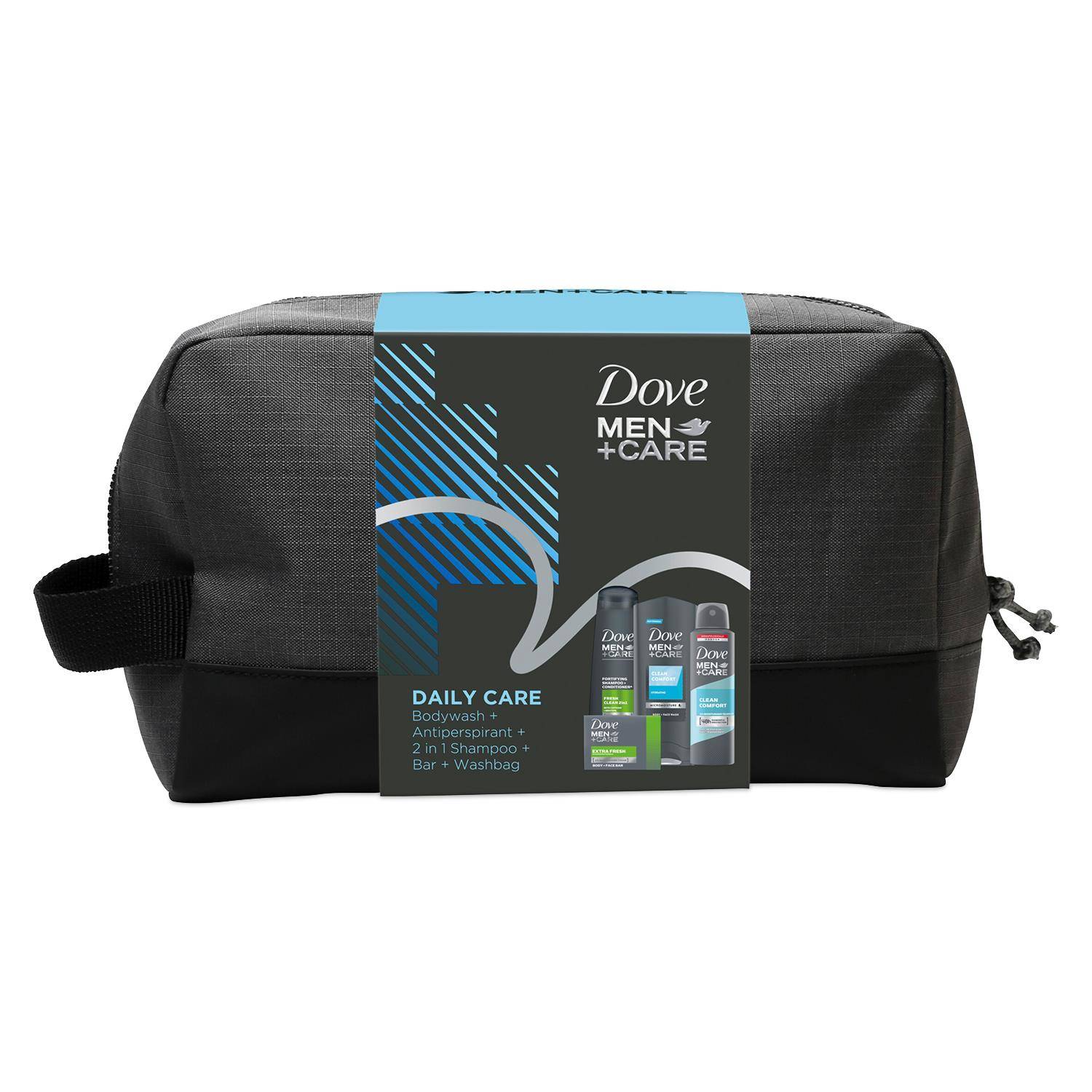 Dove Men Daily Care Body & Bath Essentials 4pcs Gift Set For Men with Wash Bag