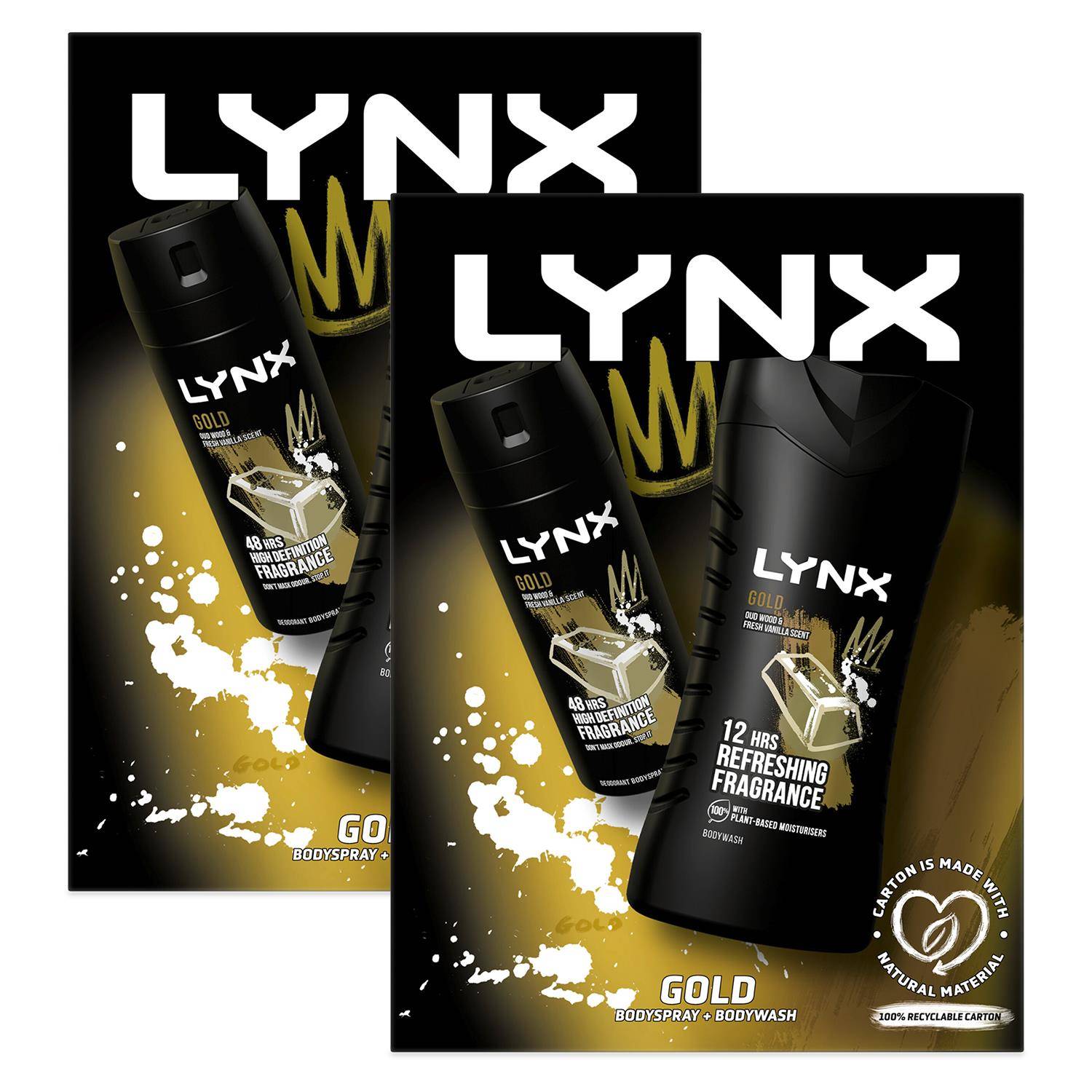 Lynx Gold 2pcs Gift Set For Men Bodywash & Bodyspray Duo Gifts For Him; 2pk