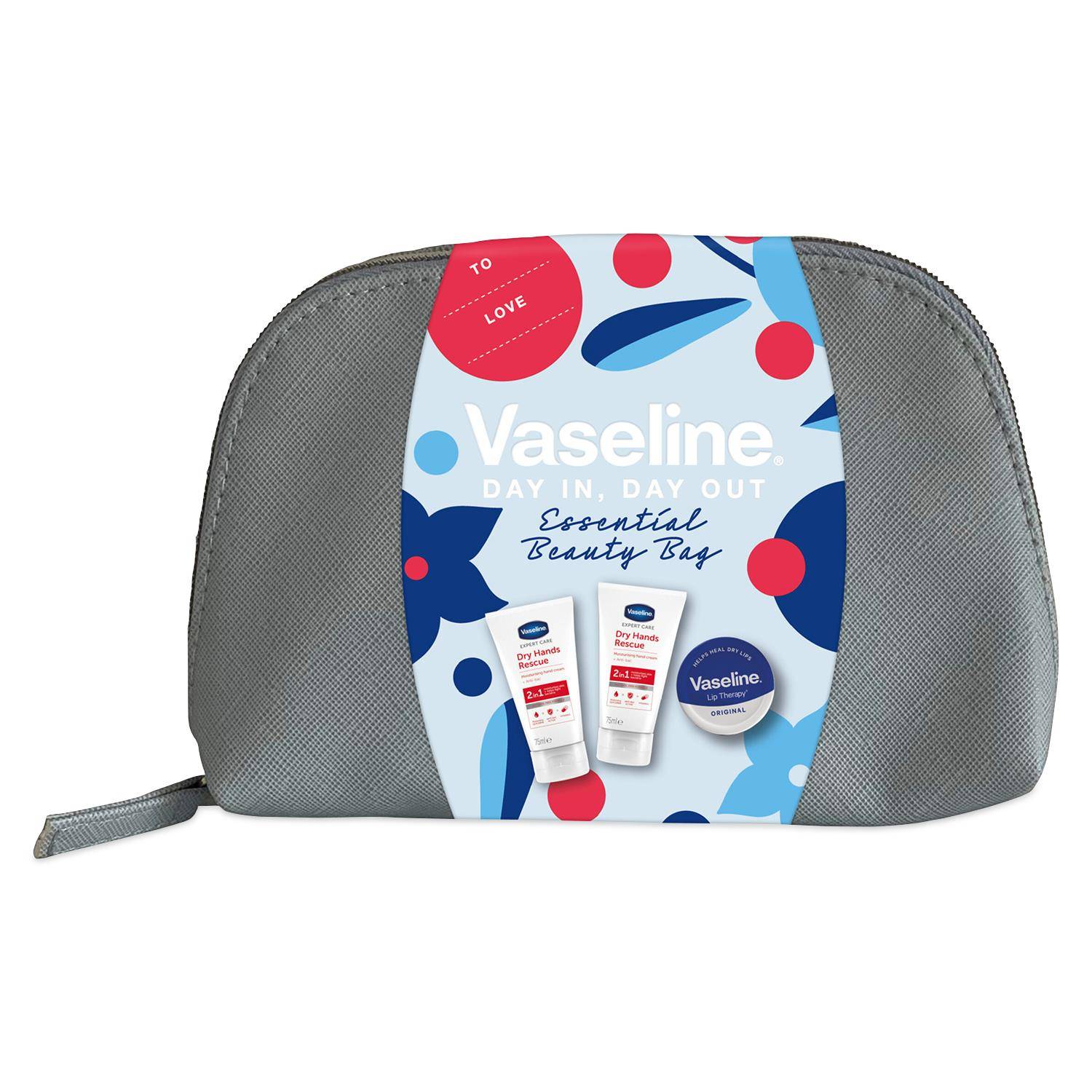 Vaseline Day In Day Out Hand & Lip Care Essentials Beauty Bag 3pcs Gift Set