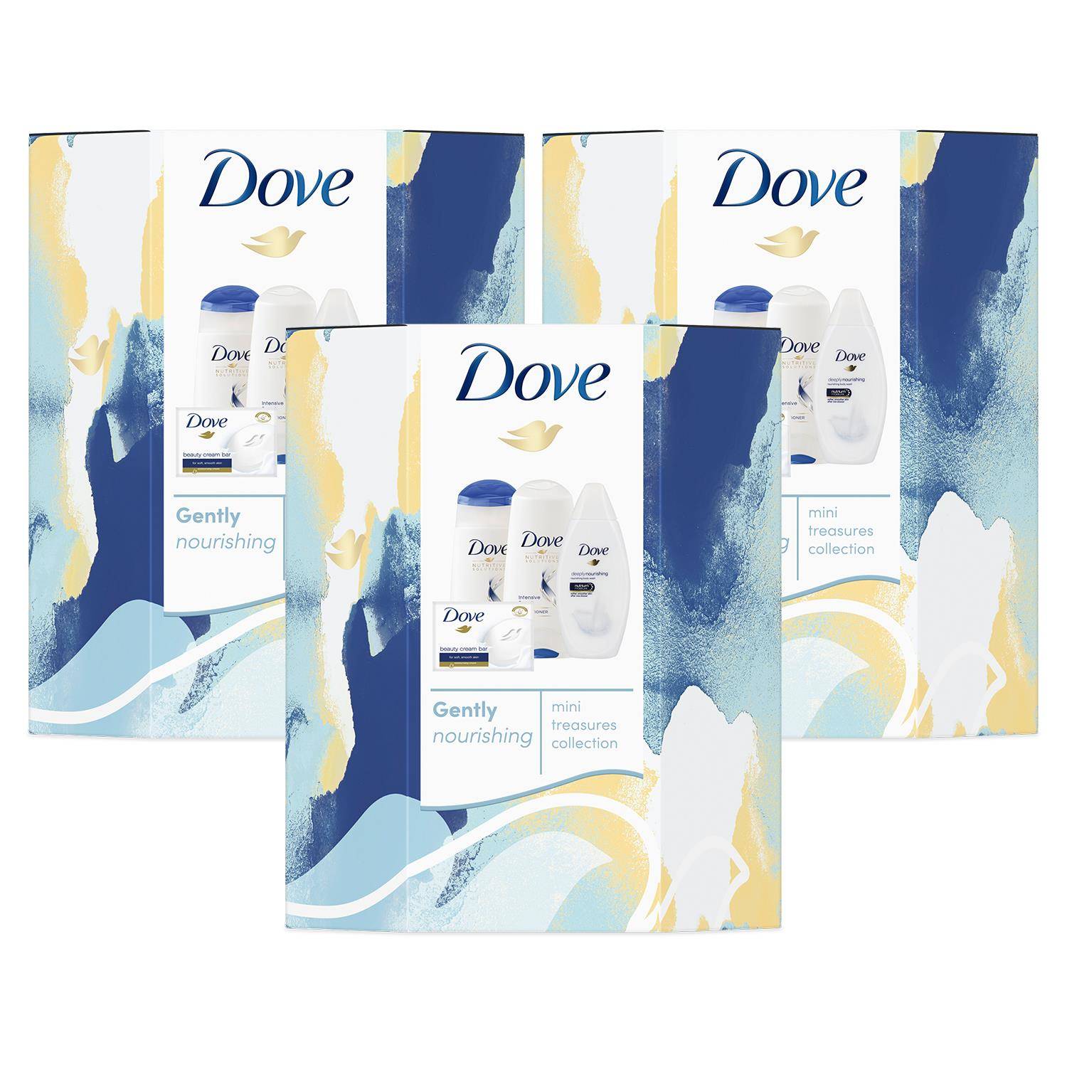 Dove Gently Nourishing Mini Treasures Collection 4 Piece Gift Set for Her; 3pk