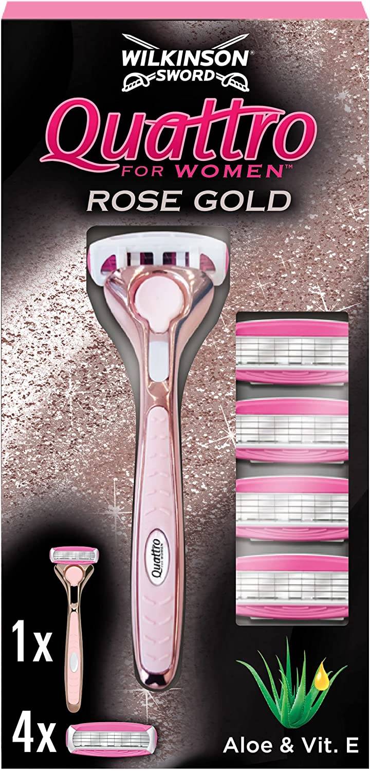 Wilkinson Sword Quattro For Women Rose Gold Value Pack 5 Up