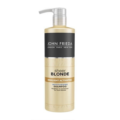 John Frieda Sheer Blonde Highlight Activating Moisturising Shampoo For Lighter Blondes 500ml Feelunique Apply sheer blonde highlight activating shampoo to wet hair and lather. john frieda sheer blonde highlight activating moisturising shampoo for lighter blondes 500ml