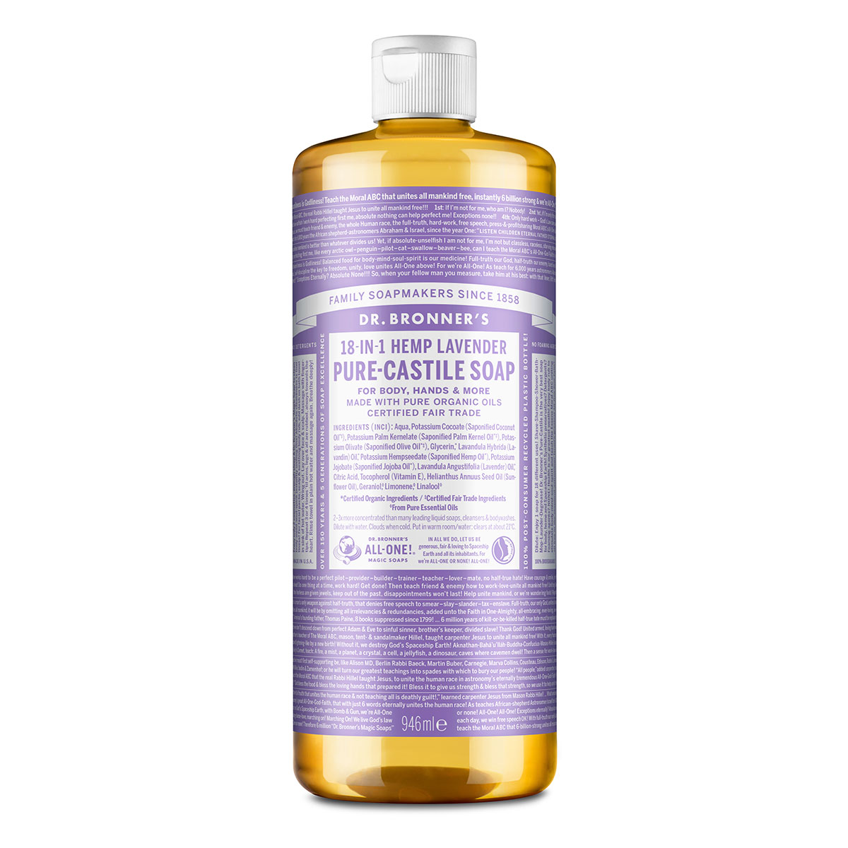 Dr Bronner's Organic Lavender Castile Liquid Soap 946ml