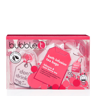 Bubble T Bath & Body Bath Infusion Tea Bags Hibiscus & Açai Berry Tea 3 x 120g